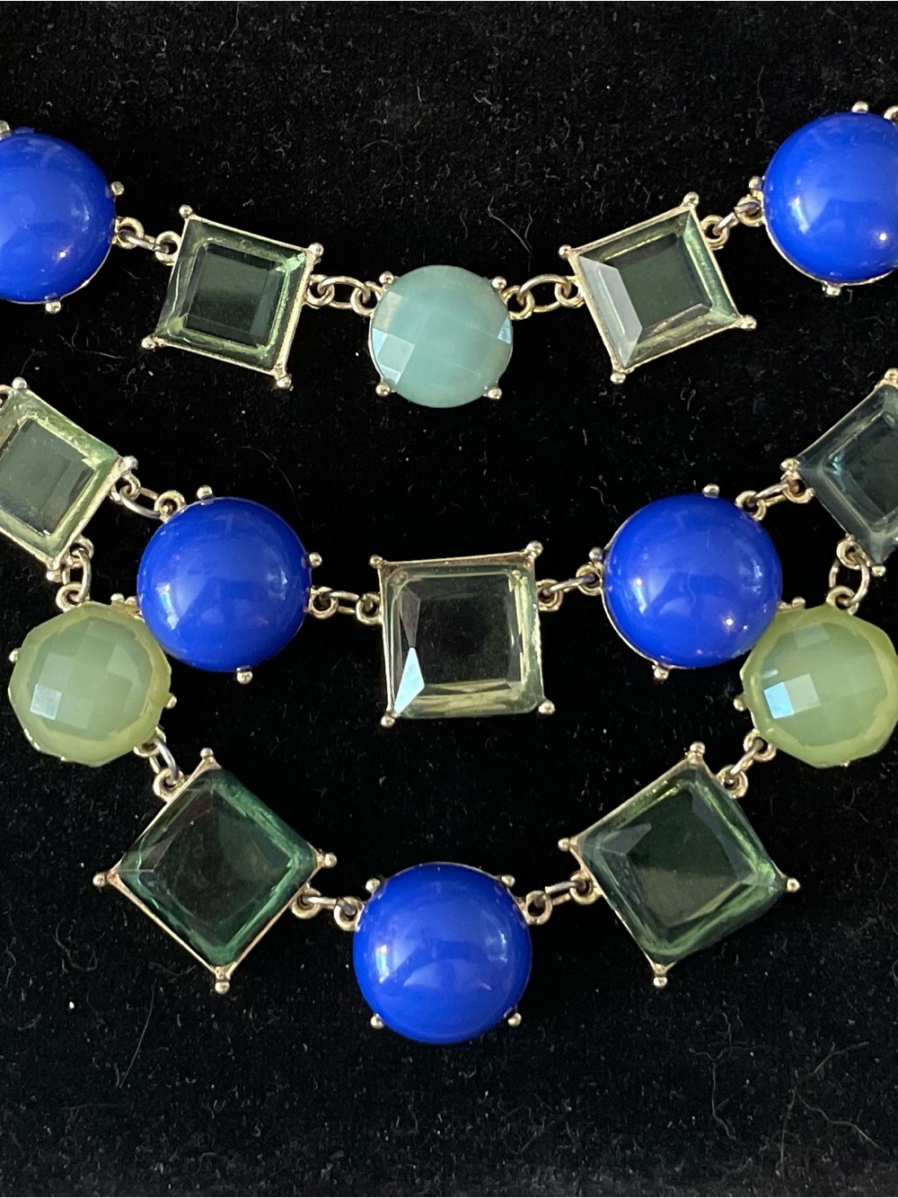 Blue and Green Multi-Stone Tiered Necklace
